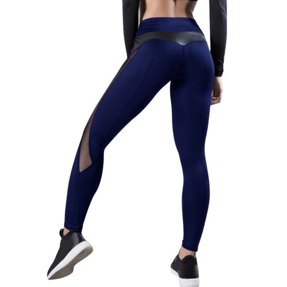 NWOT Sexy Fitness Leggings. Blue - Picture 3 of 8